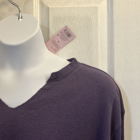 Wild Fable Women’s XL Purple Cropped Waffle Knit Thermal Long Sleeve Top NWT - Picture 13 of 16